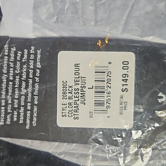 TRUE RELIGION CRYSTAL HS VELOUR TUBE JUMPSUIT WOMEN'S SIZE LARGE  BLACK - Picture 8 of 10